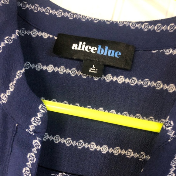 Alice Blue Navy and White Striped Sleeveless Button Front Blouse Large - Picture 3 of 4